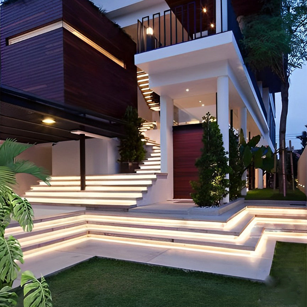 24V Waterproof Recessed Silicone Side-Emitting & Flat LED Strip Lights for Step and Deck Lighting - Lamp Outdoor