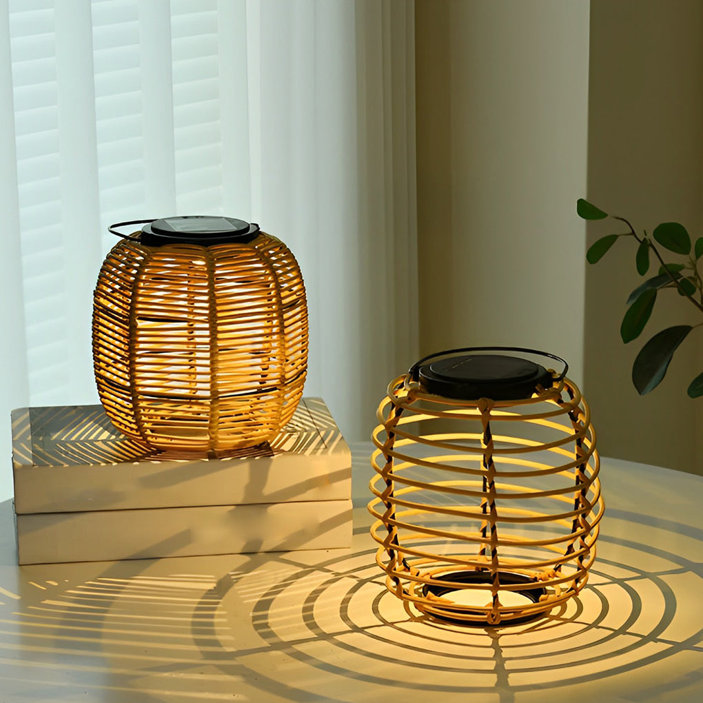 Rattan Lantern Waterproof Creative Modern Solar Garden Lights Lawn Lamp - Lamp Outdoor