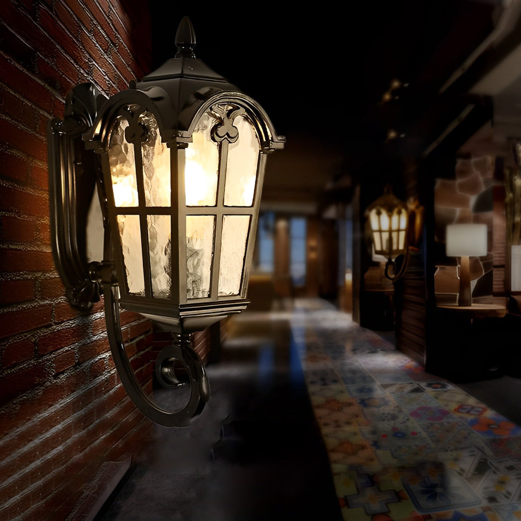 Vintage Glass Waterproof Black European-style Outdoor Wall Lamp Exterior Lights - Lamp Outdoor