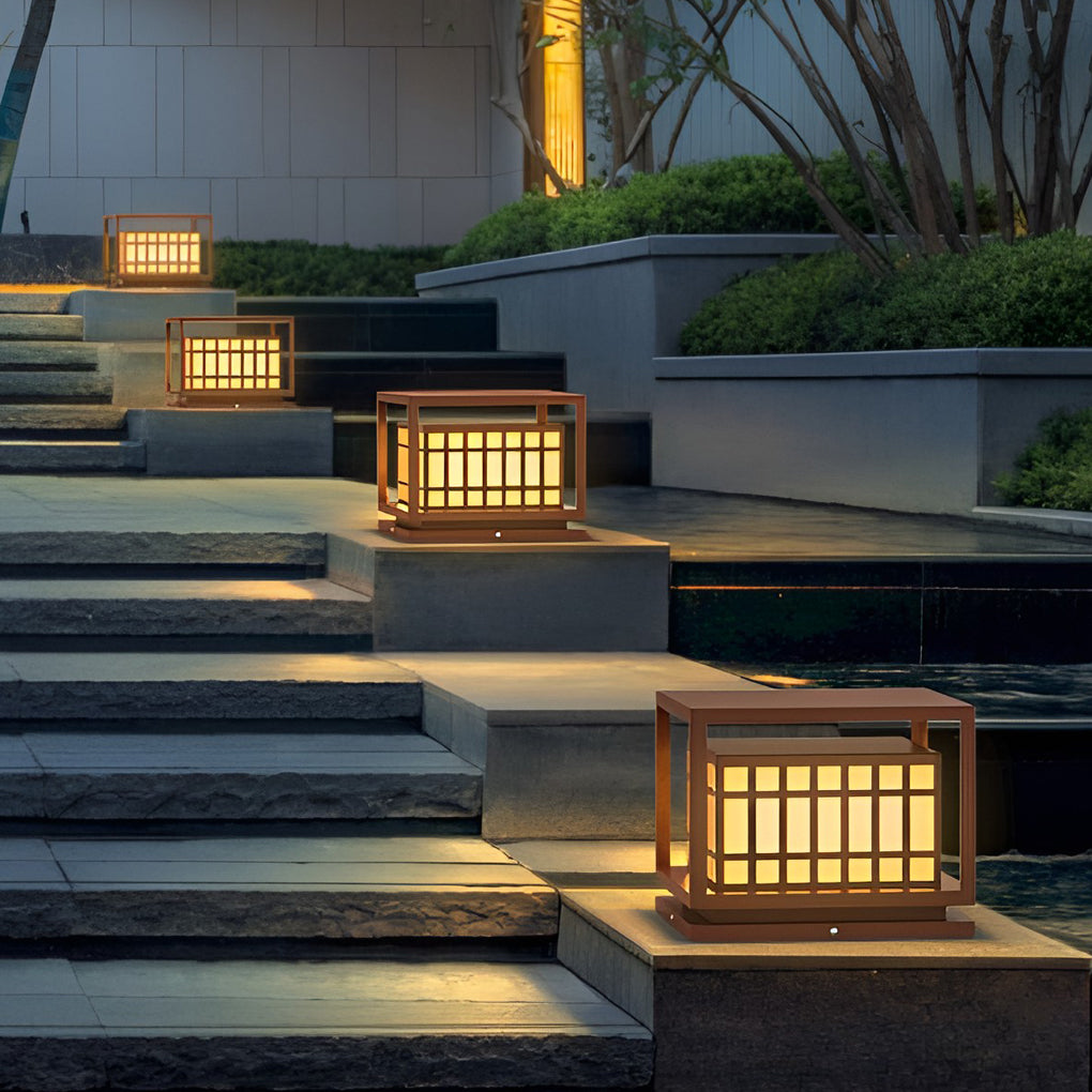 Square LED Waterproof Brown Modern Outdoor Deck Post Lights Pillar Light - Lamp Outdoor