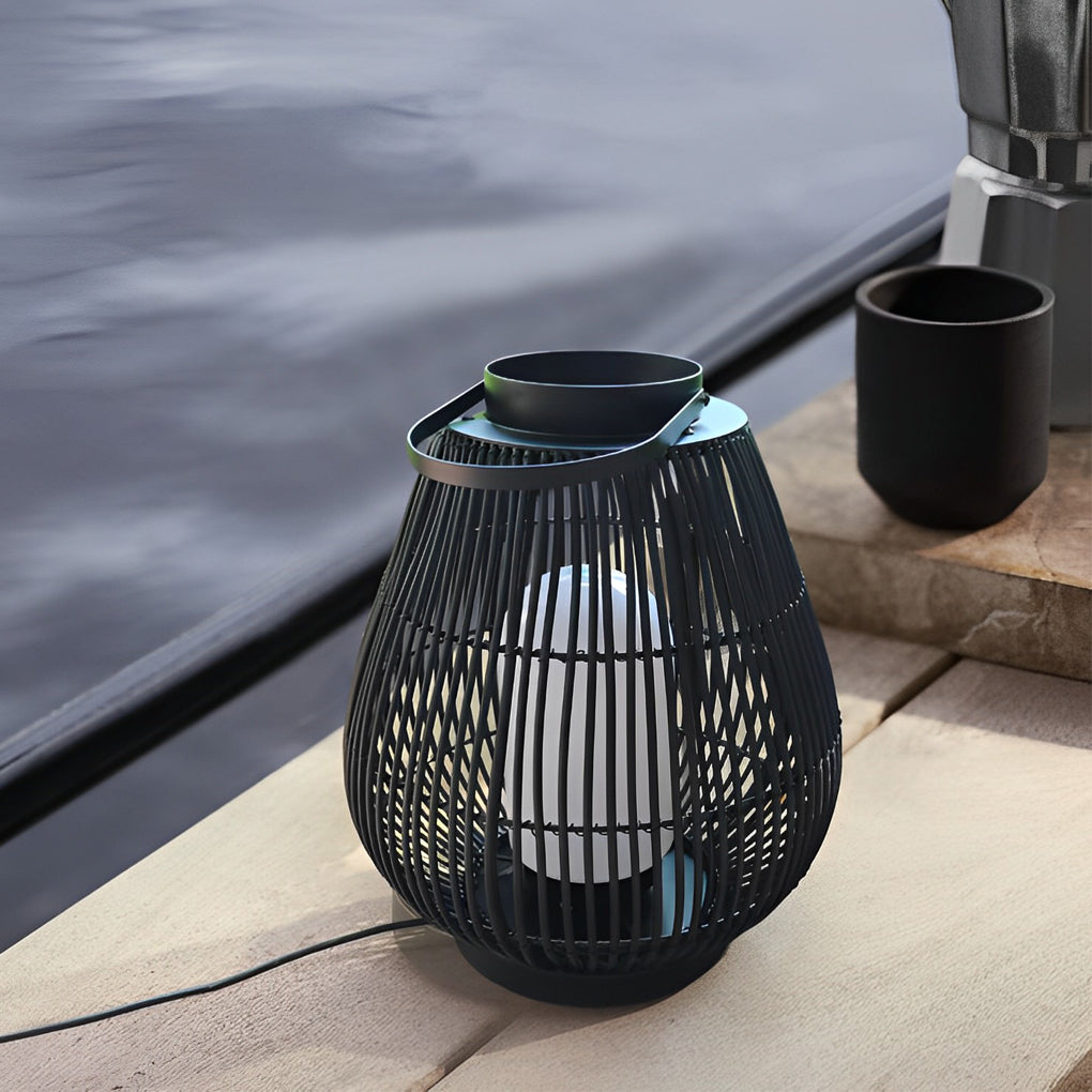 Portable Black Modern Iron Woven E27 Pillar Accent Outdoor Lantern - Lamp Outdoor