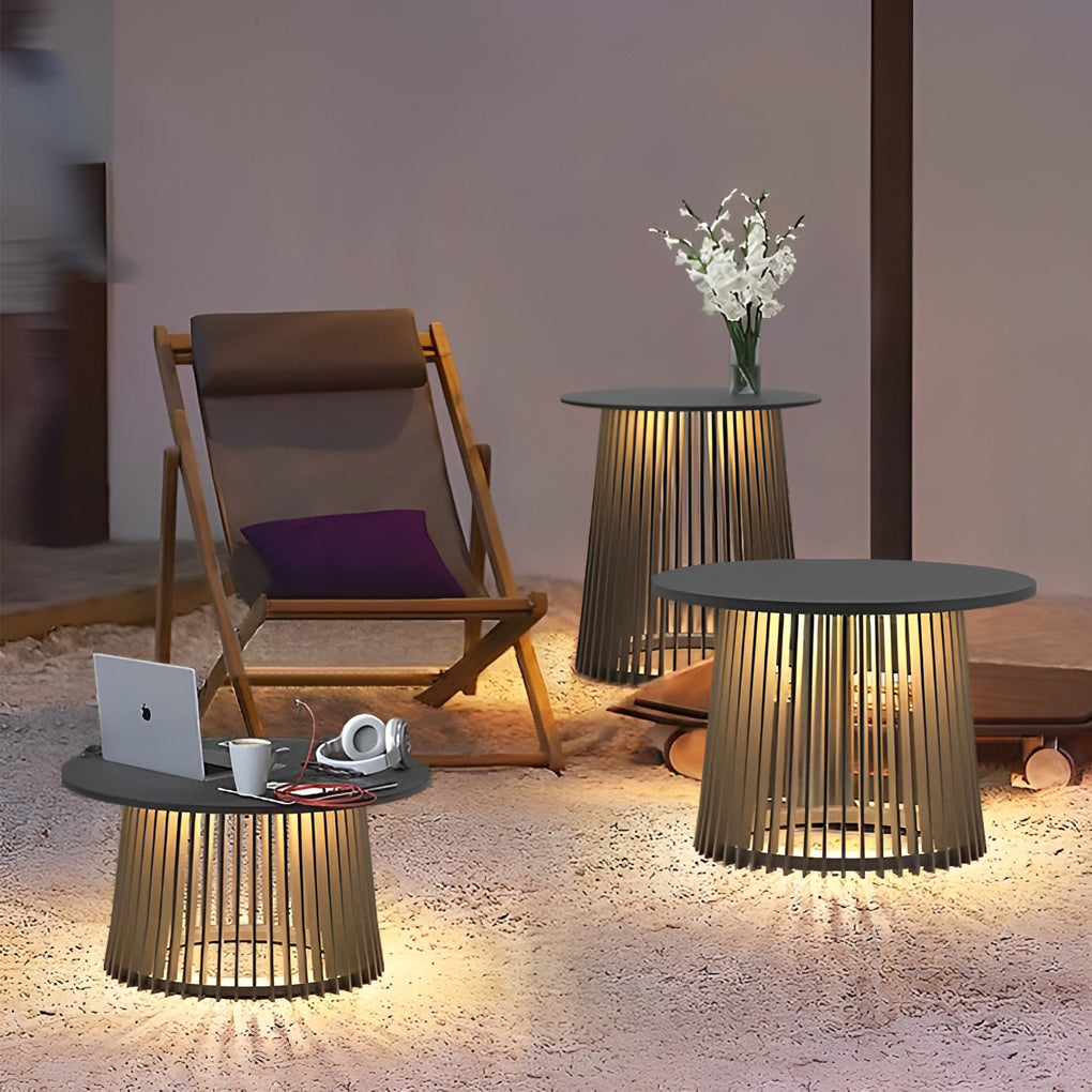 Waterproof Round Iron Cage Table RGB 16 Colors Solar Outdoor Lanterns - Lamp Outdoor
