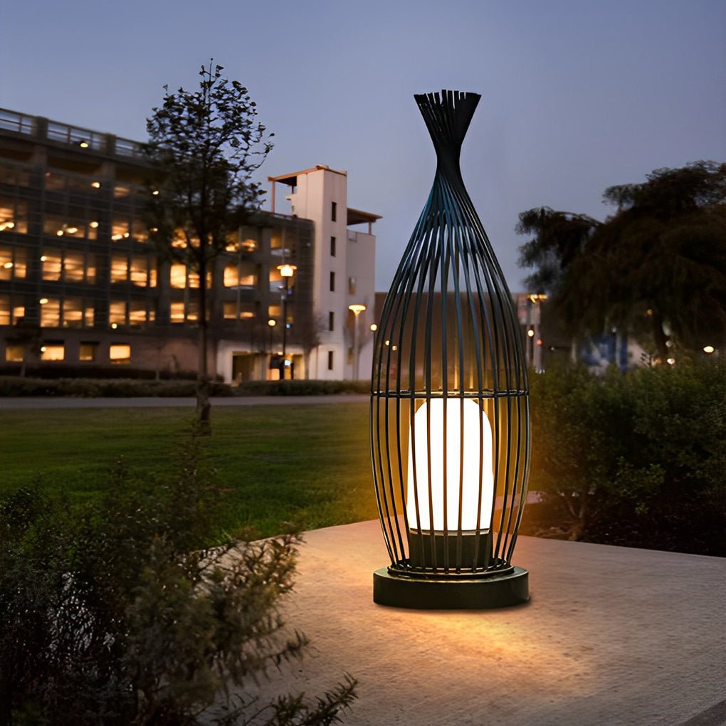 Industrial Courtyard Waterproof Caged LED Floor Lamp - Lamp Outdoor