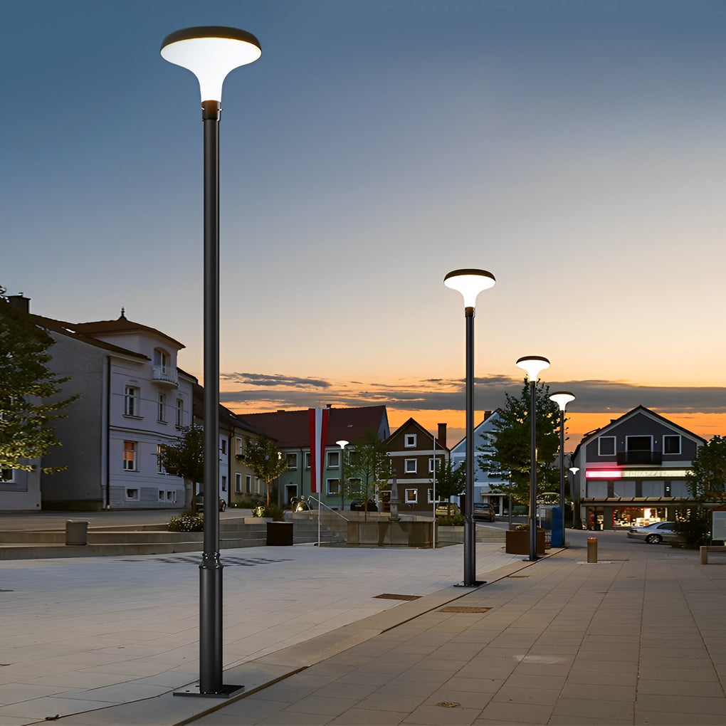 Round Mushroom Waterproof Intelligent Black Modern Solar Lamp Post Light - Lamp Outdoor