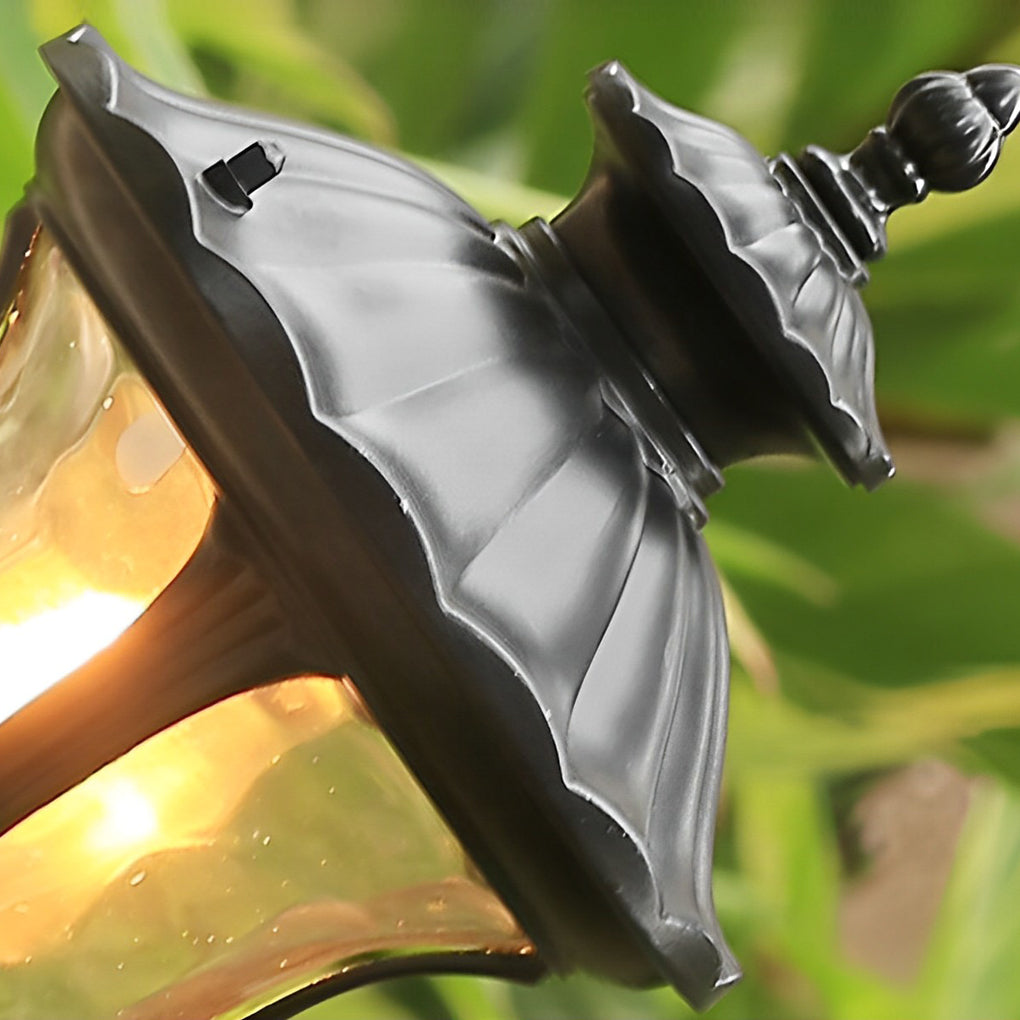 Vintage Classic Black LED Outdoor Lawn Post Light with Water Glass Lens - Lamp Outdoor