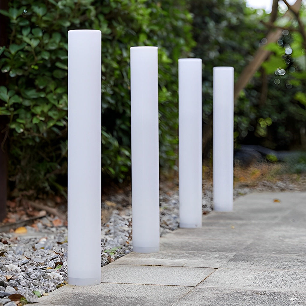 Long Cylindrical Waterproof White Modern Solar Lawn Lights Lamp Post - Lamp Outdoor