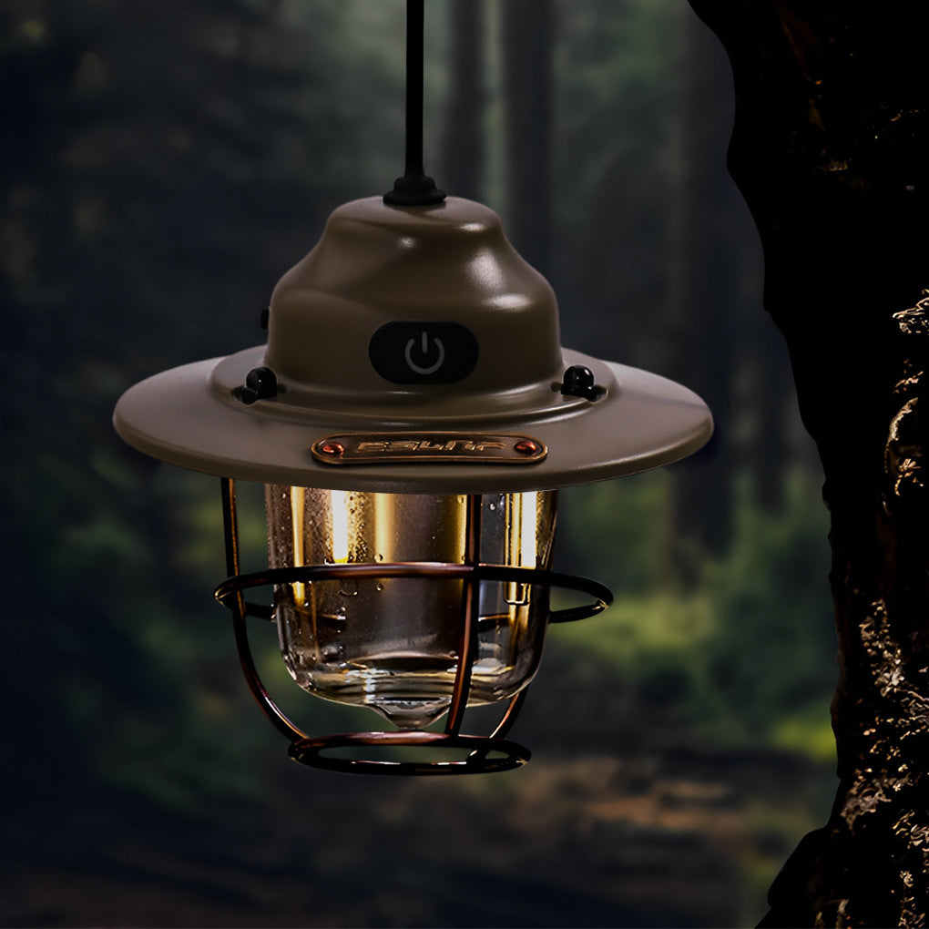 Round LED Waterproof USB Rechargeable Retro Outdoor Light Camping Lamp - Lamp Outdoor
