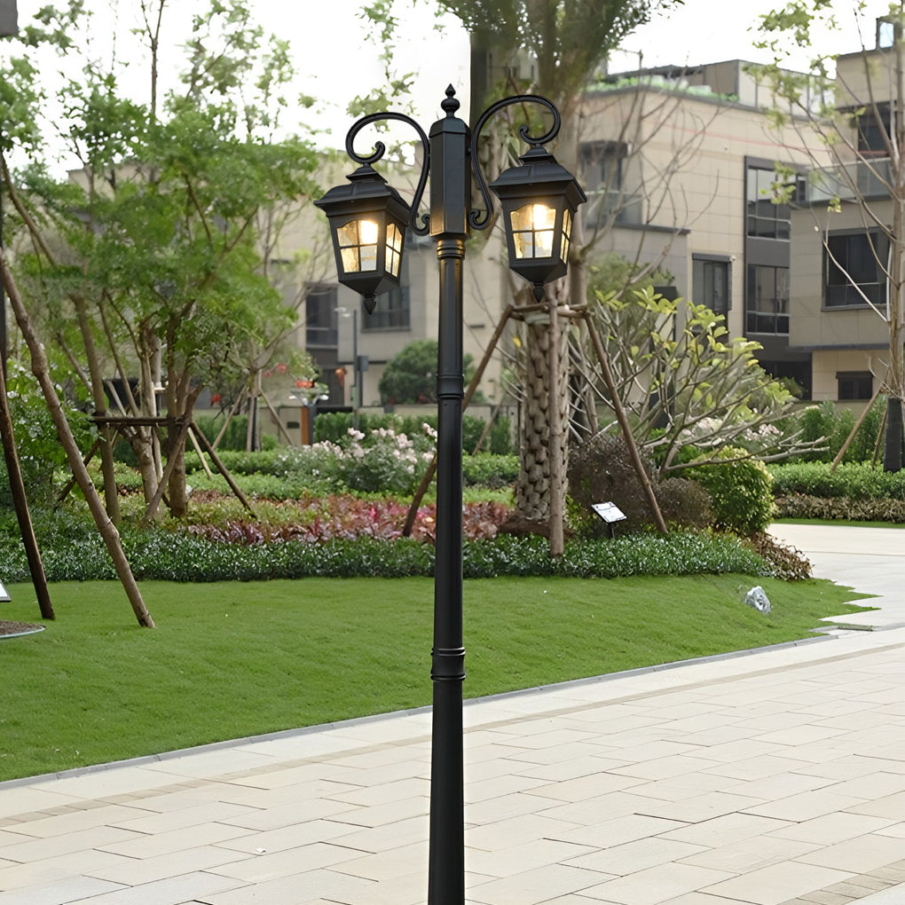 2 Lights Waterproof Black European Style Outdoor Pole Lights Public Lighting - Lamp Outdoor