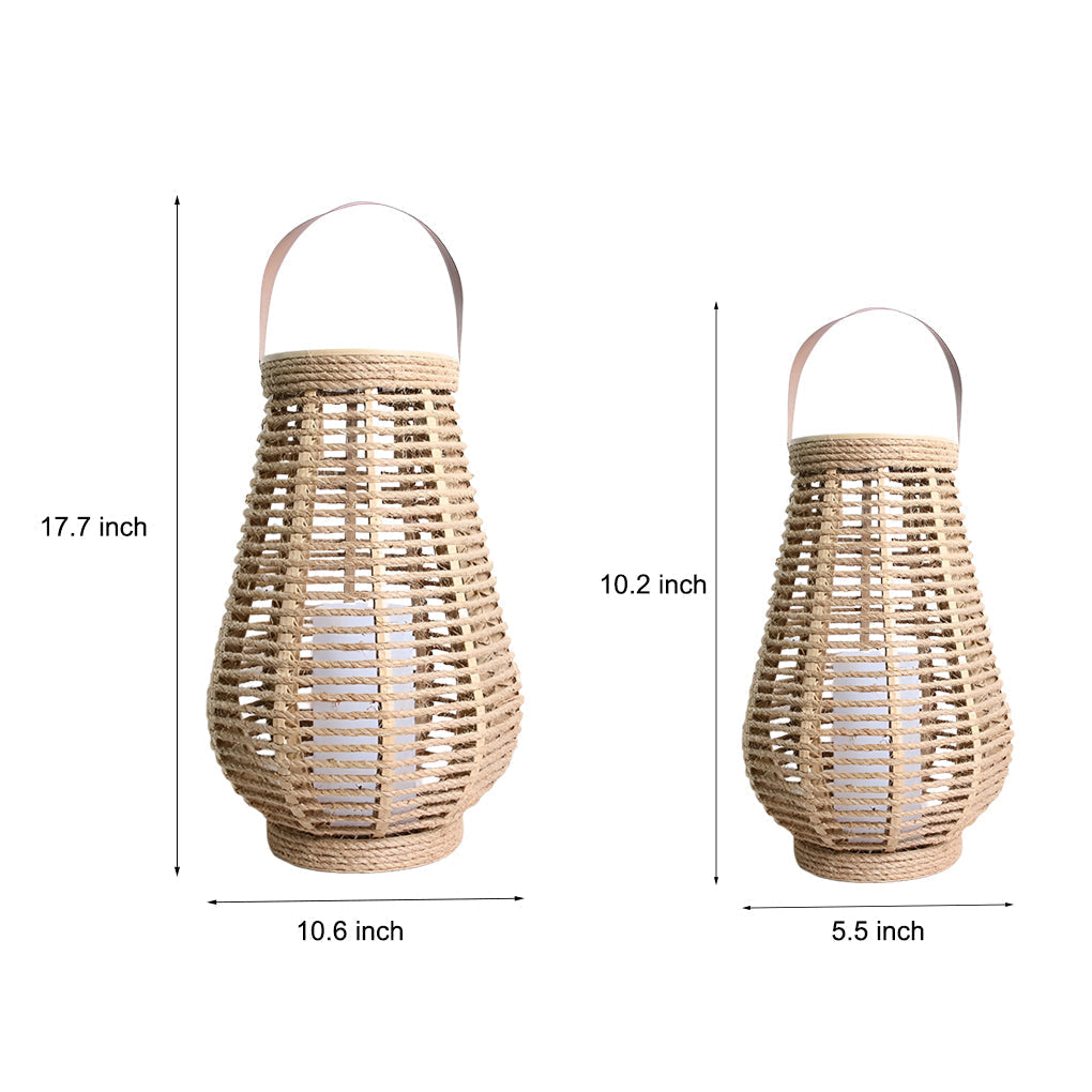 Portable Waterproof LED Ropes Rattan Brown Retro Outdoor Solar Lanterns - Lamp Outdoor
