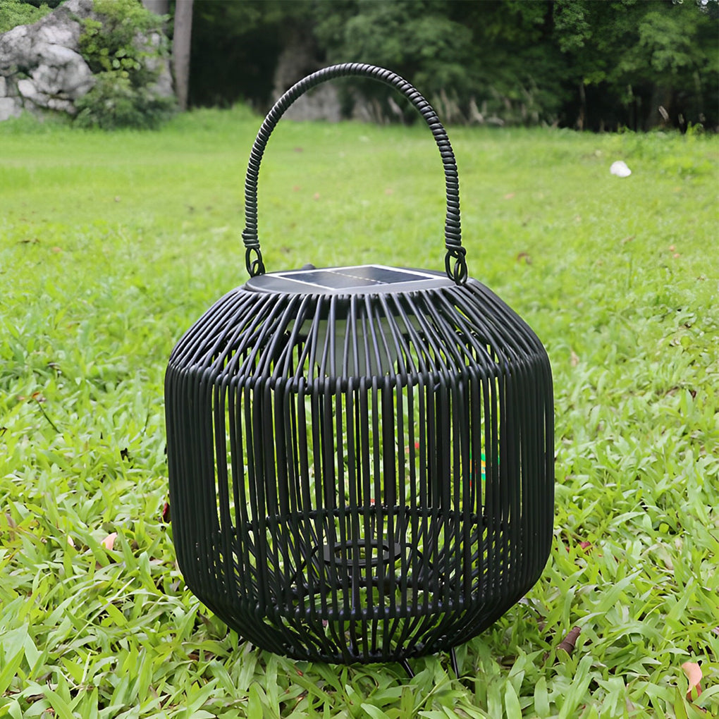 Waterproof Portable LED Rattan Retro Solar Powered Outdoor Lanterns - Lamp Outdoor