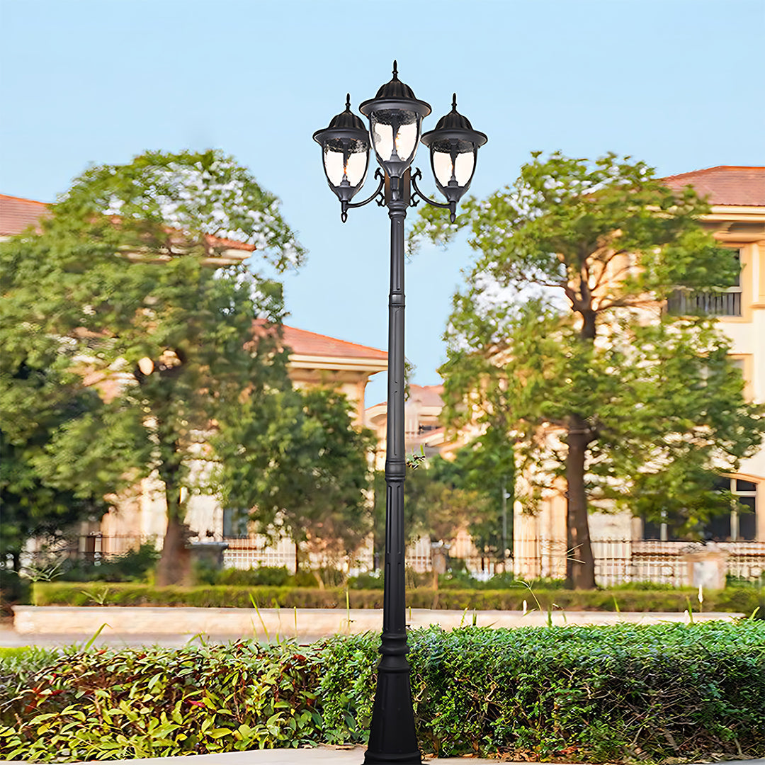 Three-Head Street Lamp Post Lights Waterproof Aluminum European-Style - Lamp Outdoor