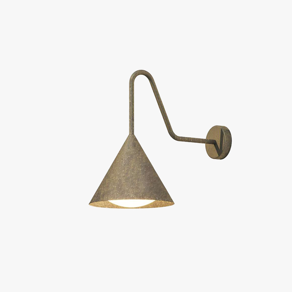 Arisha Modern Minimalist Cone Metal Outdoor Waterproof Wall Lamp，Black/Gold - Lamp Outdoor