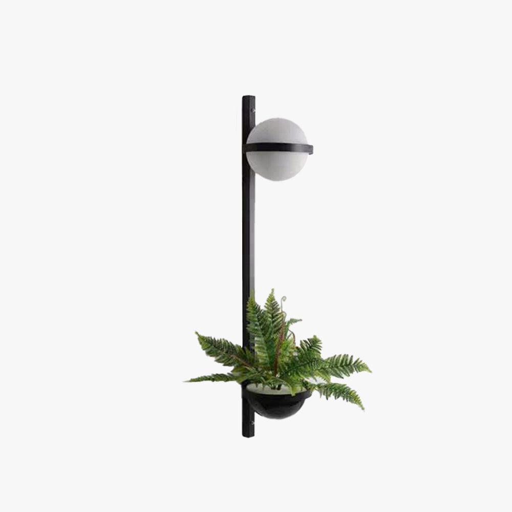 Valentina Modern Globe Metal Acrylic Solar Outdoor Wall Lamp Plant Pot - Lamp Outdoor