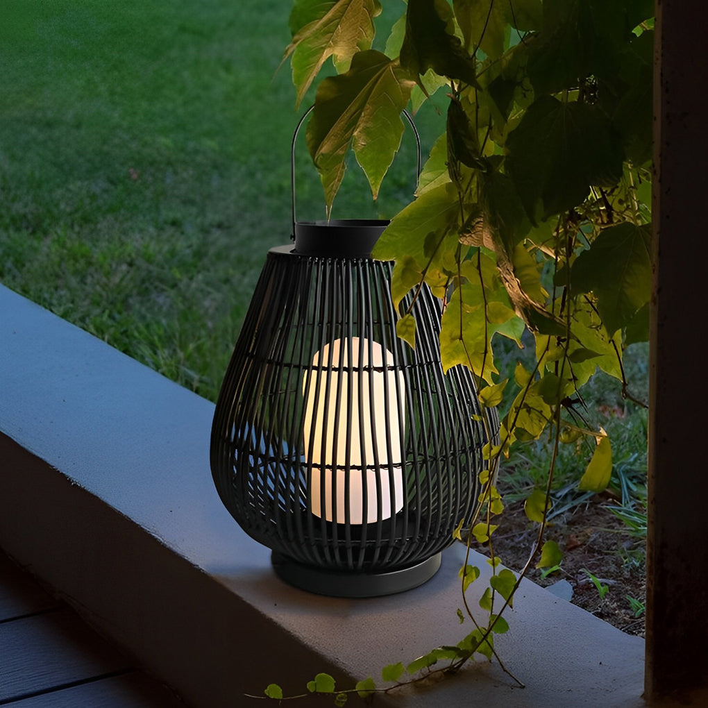 Portable Black Modern Iron Woven E27 Pillar Accent Outdoor Lantern - Lamp Outdoor