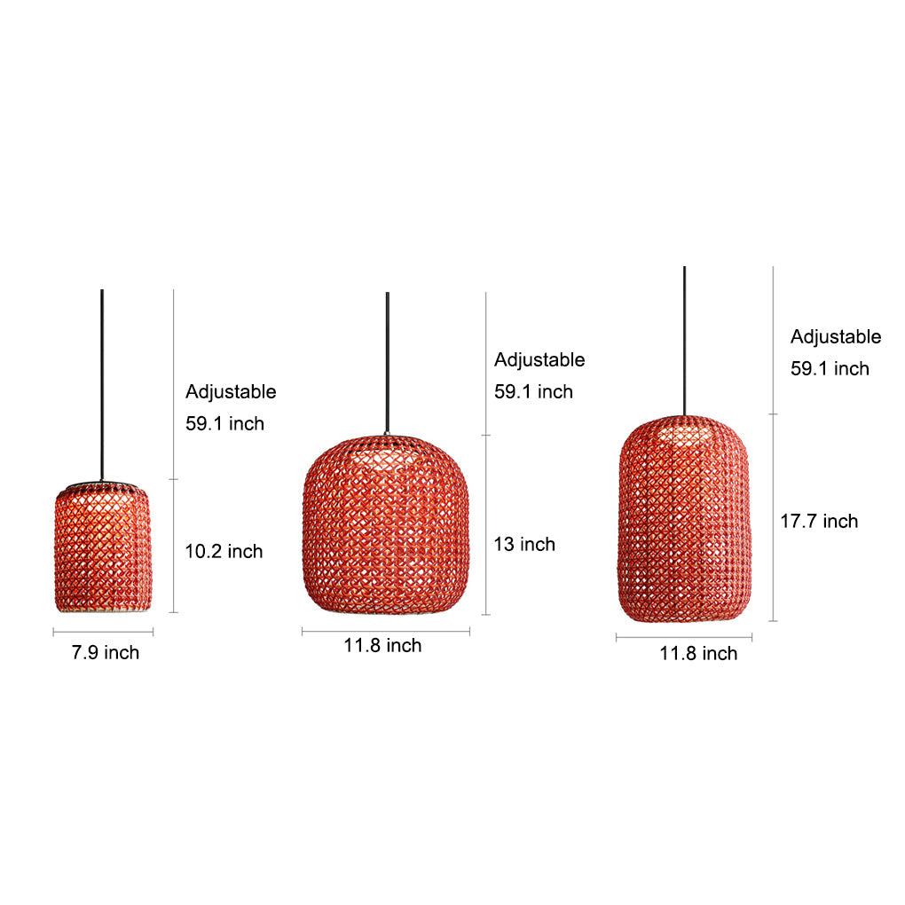 Waterproof Classic Rattan Lanterns LED Red Modern Outdoor Chandelier - Lamp Outdoor