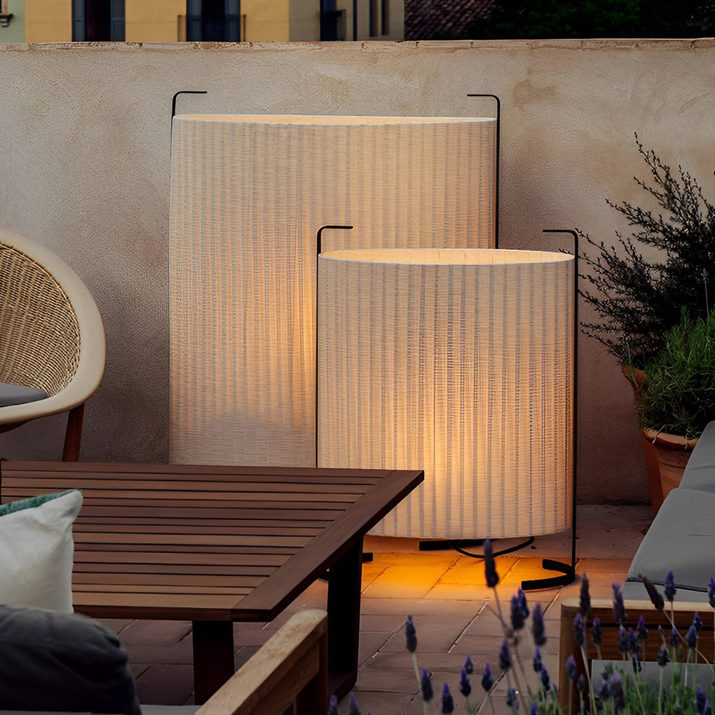 42 inch Modern Japanese-Style Fabric Outdoor Floor Lamp - Lamp Outdoor