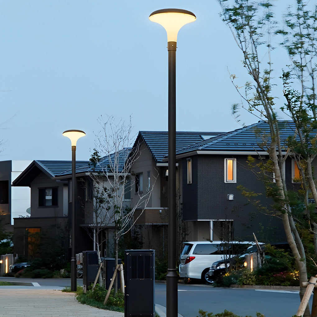 Round Mushroom Waterproof Intelligent Black Modern Solar Lamp Post Light - Lamp Outdoor