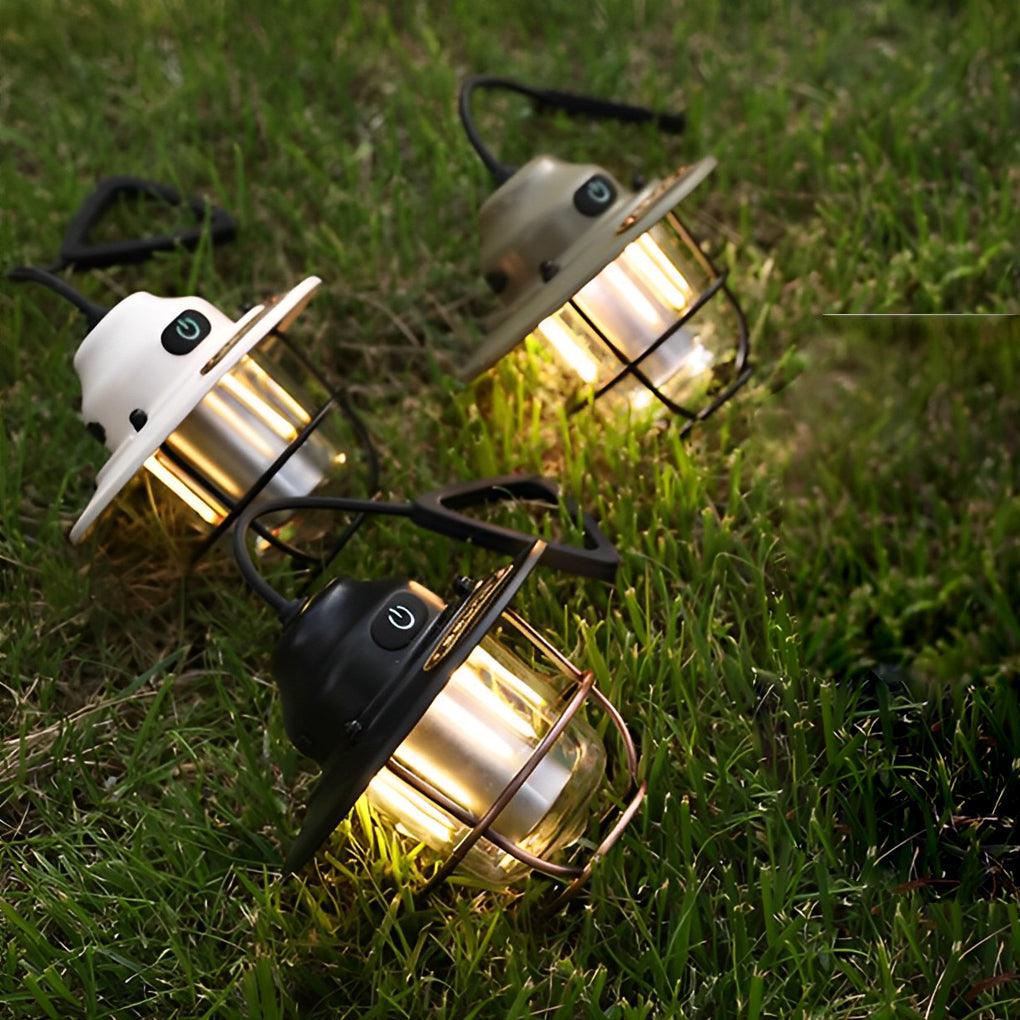 Round LED Waterproof USB Rechargeable Retro Outdoor Light Camping Lamp - Lamp Outdoor
