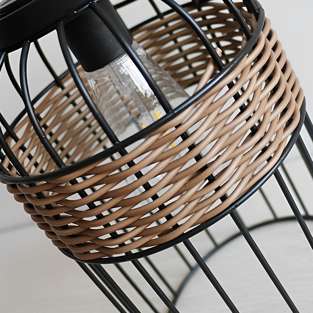 Portable Lantern Shape Rattan Waterproof Intelligent Solar Night Light - Lamp Outdoor