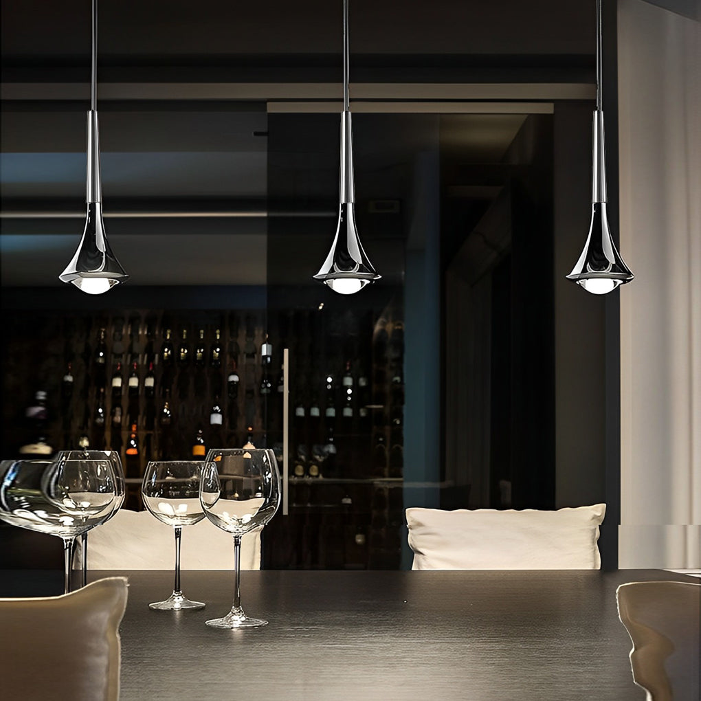 1-Light Water Drop Metal LED Nordic Staircase Pendant Lights Small Chandelier - Lamp Outdoor