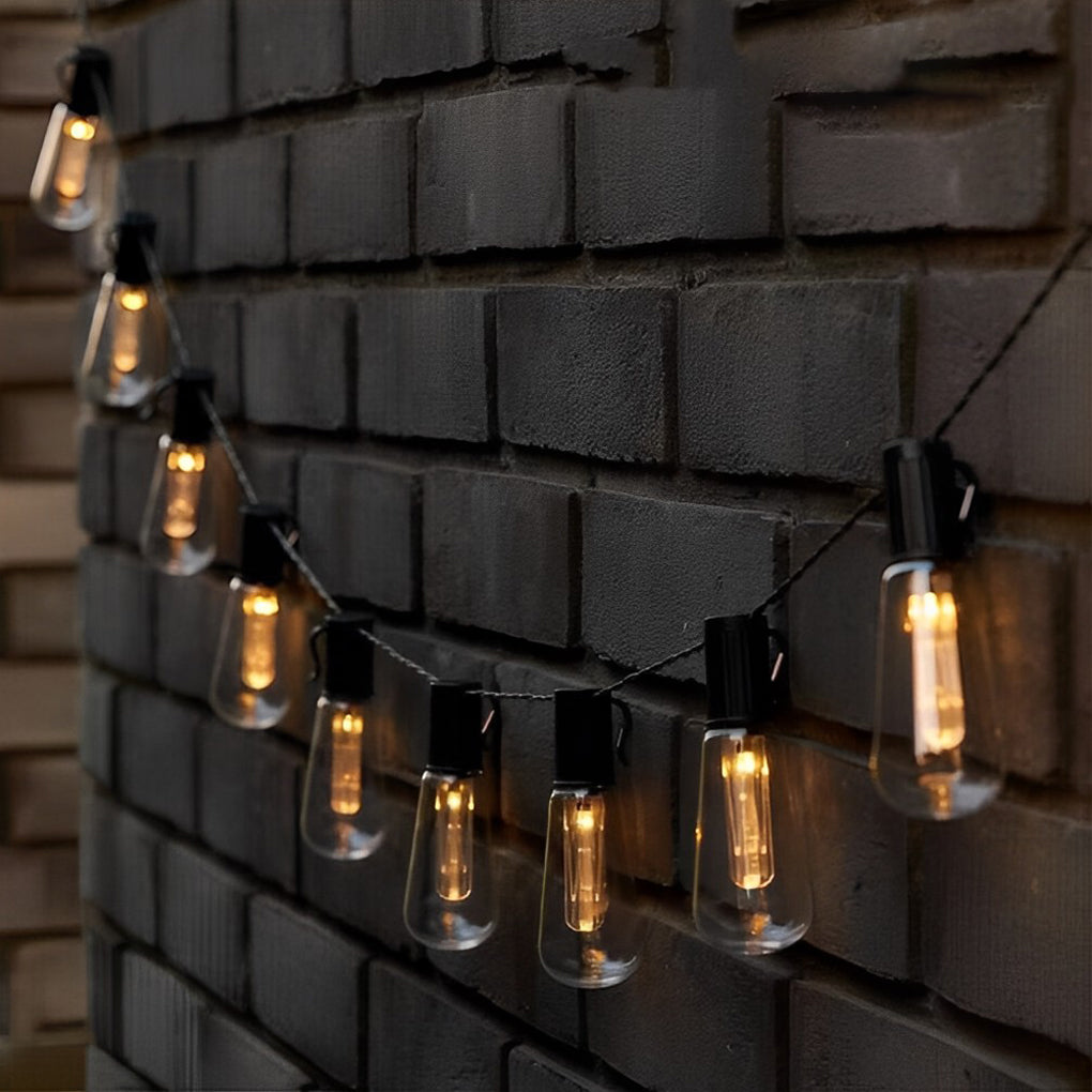 Retro 40 Lights Long Bulb USB Rechargeable LED Solar String Lights Outdoor - Lamp Outdoor