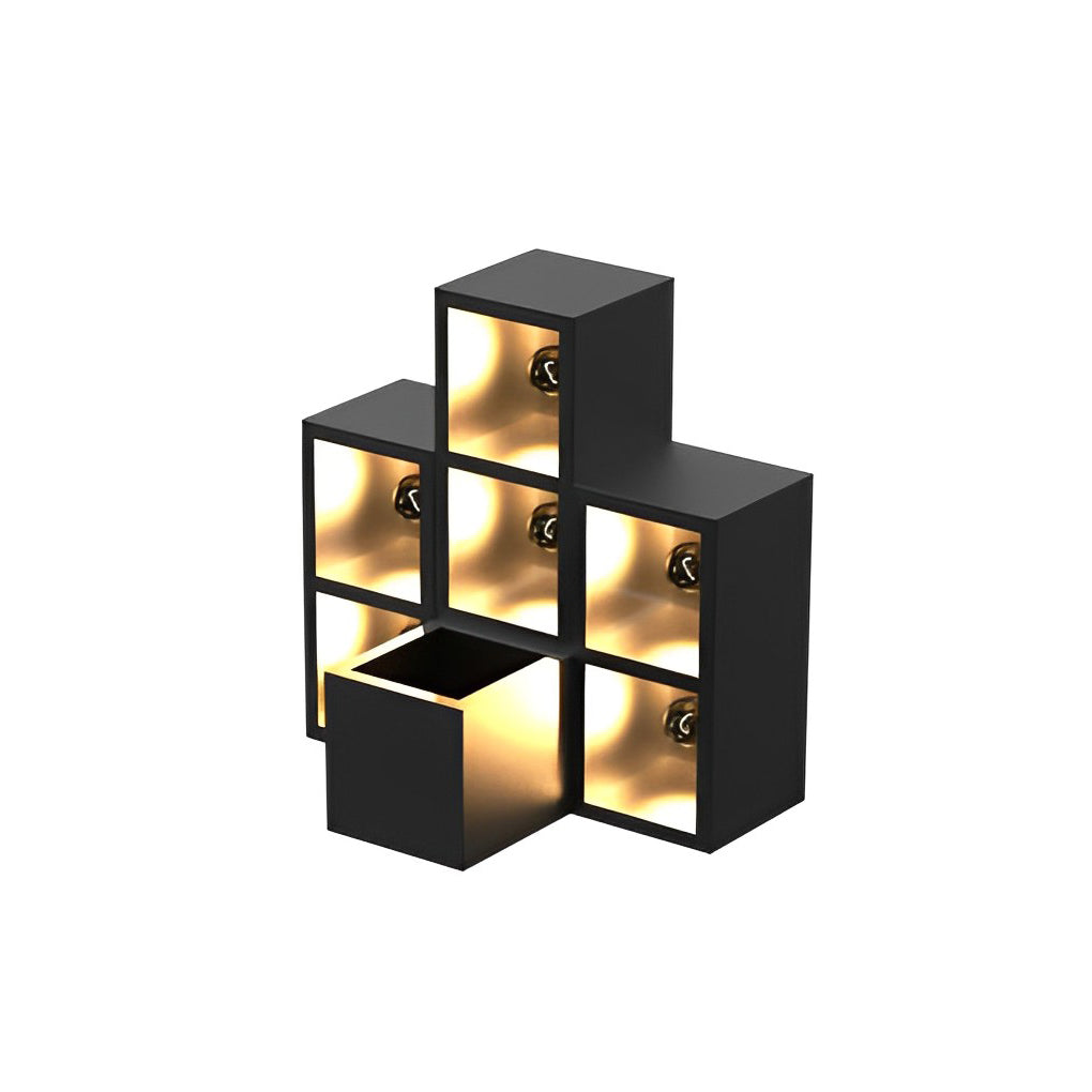 Waterproof Creative Square Combination LED Black Wall Lamp with Flowerpot - Lamp Outdoor