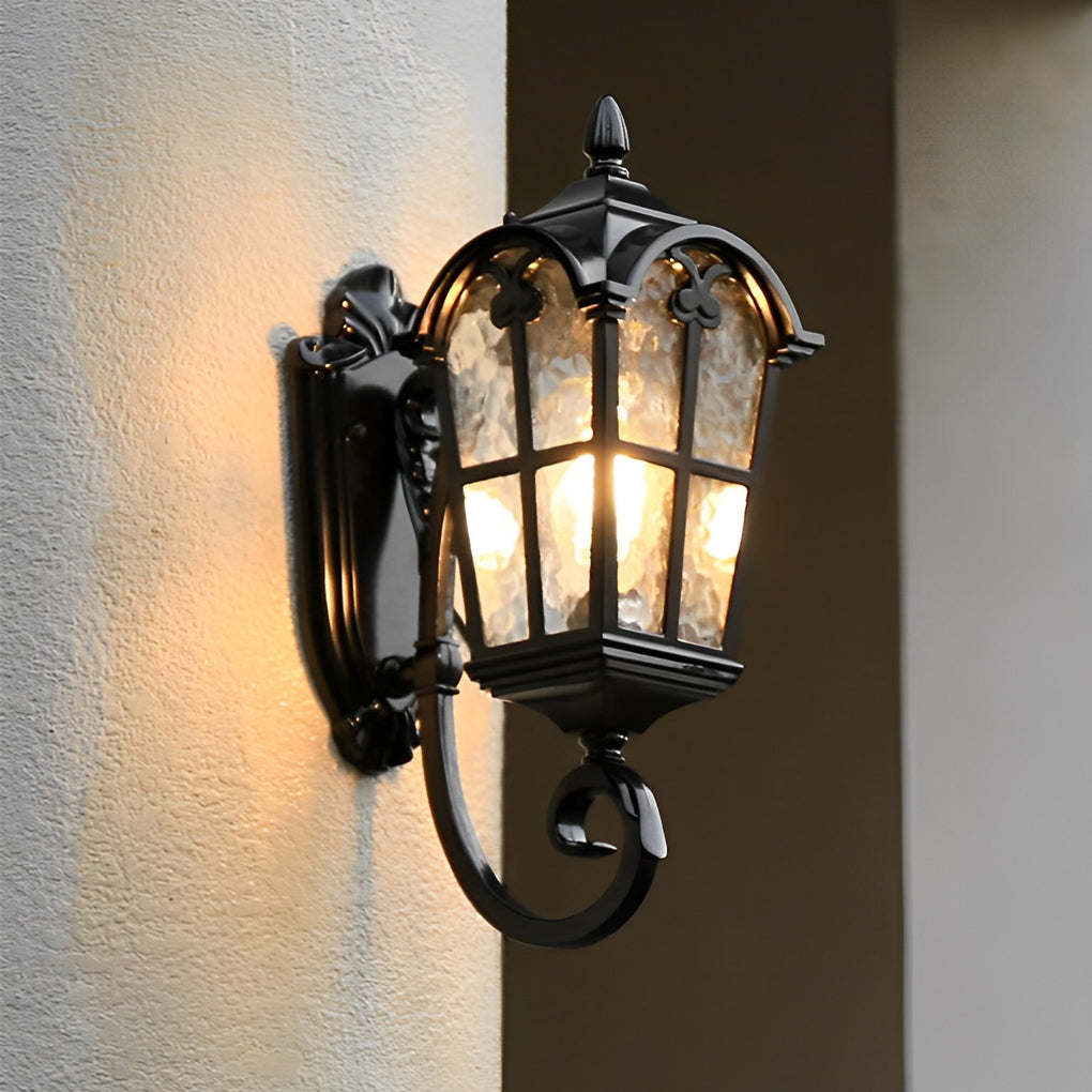 Vintage Glass Waterproof Black European-style Outdoor Wall Lamp Exterior Lights - Lamp Outdoor