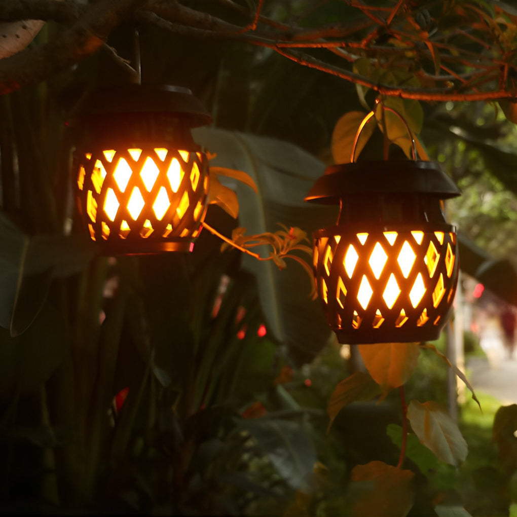 Portable USB Rechargeable LED Flickering Flame Solar Outdoor Lanterns - Lamp Outdoor