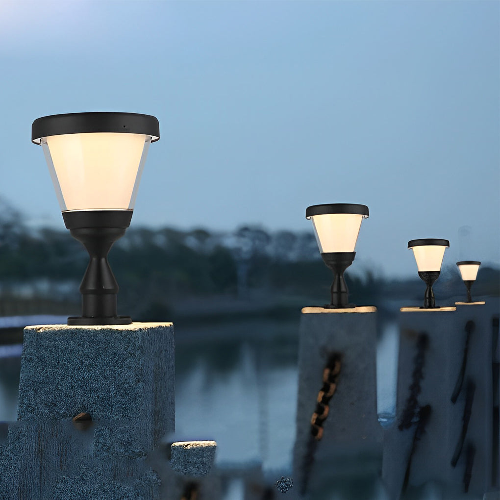 Waterproof LED Black Modern Solar Fence Post Cap Light Pillar Lights - Lamp Outdoor