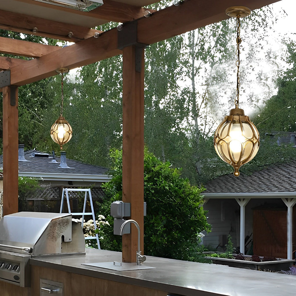 Glass Ball Aluminum Waterproof American Style Outdoor Chandelier Light - Lamp Outdoor