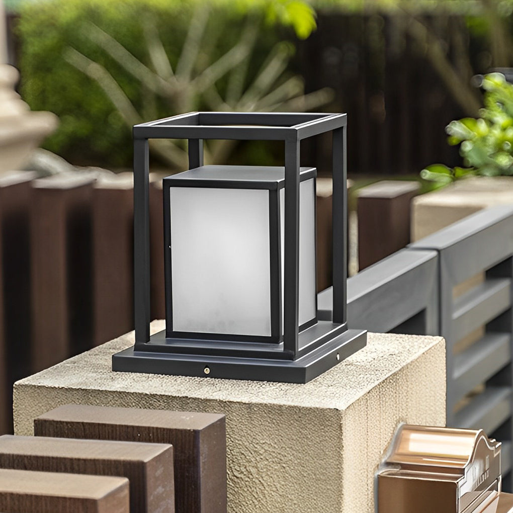 Outdoor Waterproof LED Black Modern Solar Fence Post Lights Pillar Lamp - Lamp Outdoor