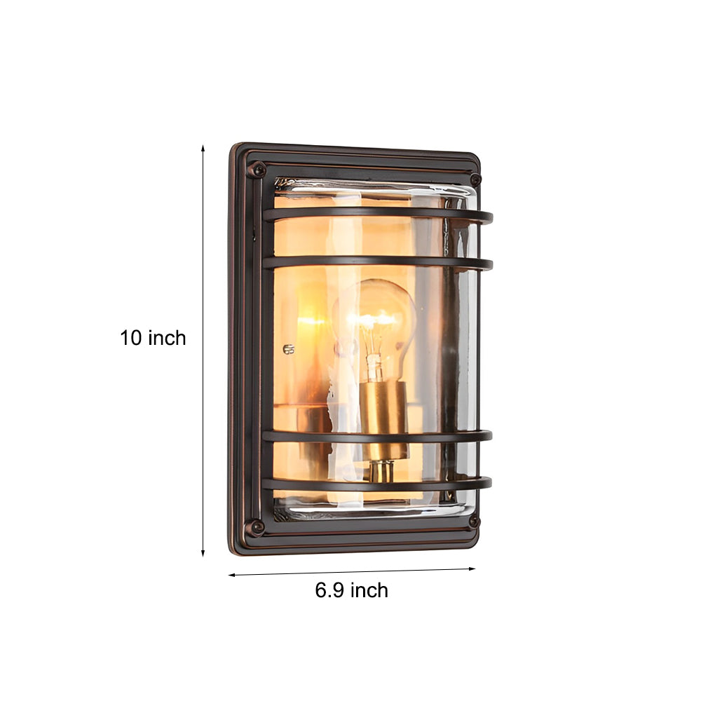 Vintage Aluminum Brown Glass Waterproof Modern Outdoor Wall Light - Lamp Outdoor