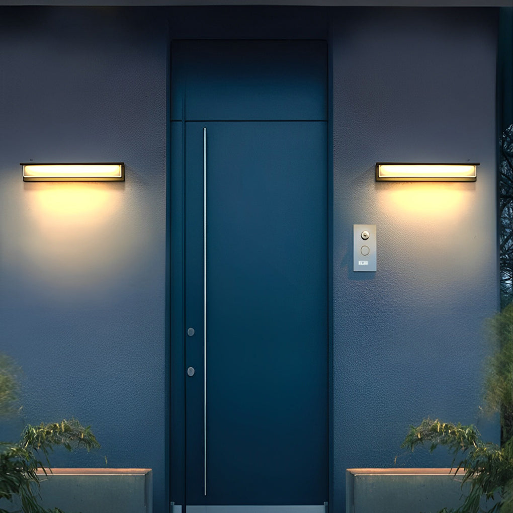 Minimalist Rectangular Waterproof LED Modern Solar Wall Lamp Exterior Lights - Lamp Outdoor