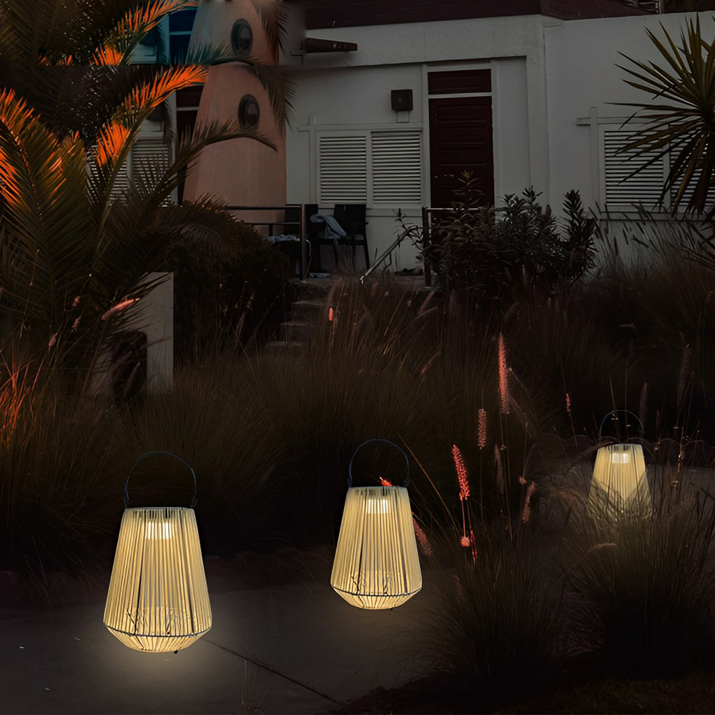 Portable Waterproof Handmade Rattan LED Modern Solar Outdoor Lanterns - Lamp Outdoor