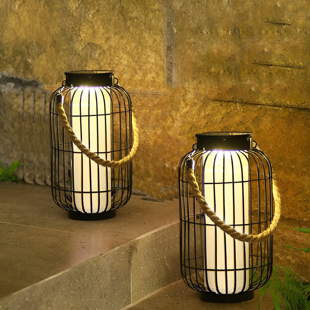 Classic Iron Lantern Waterproof Intelligent Portable Solar Lawn Lamp - Lamp Outdoor