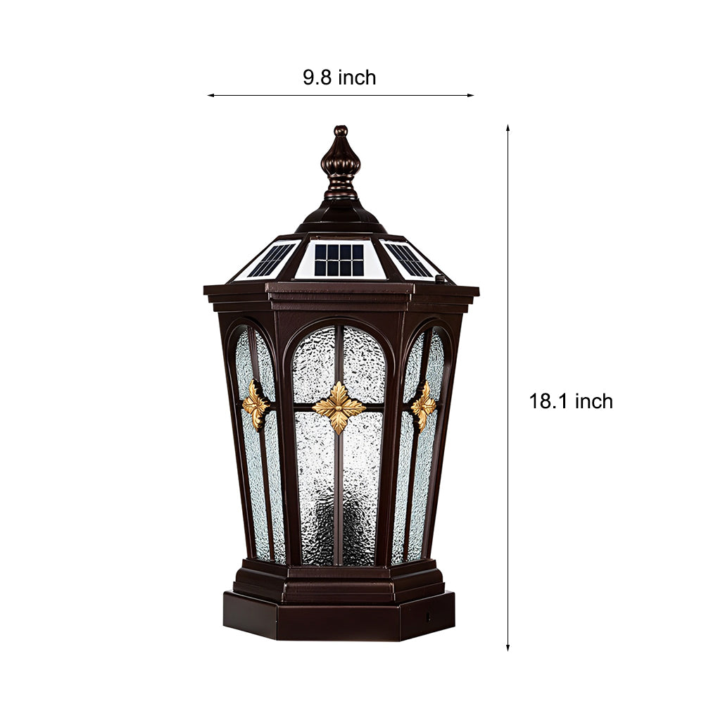 Waterproof LED Three Step Dimming European Style Solar Fence Post Lights - Lamp Outdoor