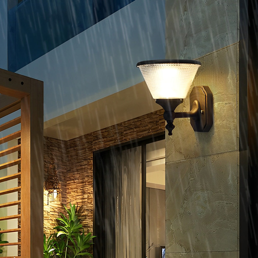 1-Light Black LED Dusk to Dawn Solar Outdoor Wall Light - Lamp Outdoor