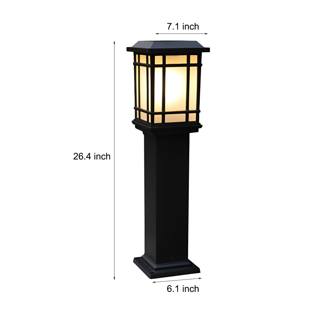Black Solar Pathway Bollard Lights Three-Step Dimming Outdoor Lighting - Lamp Outdoor