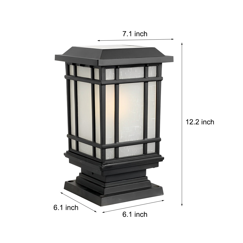Outdoor Waterproof 3 Step Dimming Black Modern Solar Fence Post Lights - Lamp Outdoor