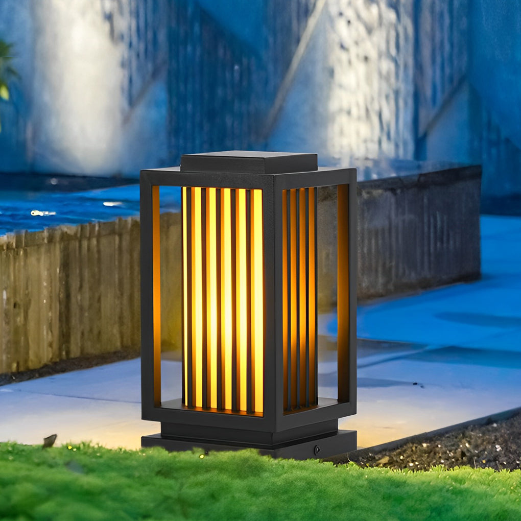 Modern Black LED Cage Pathway Lawn Lights - Lamp Outdoor