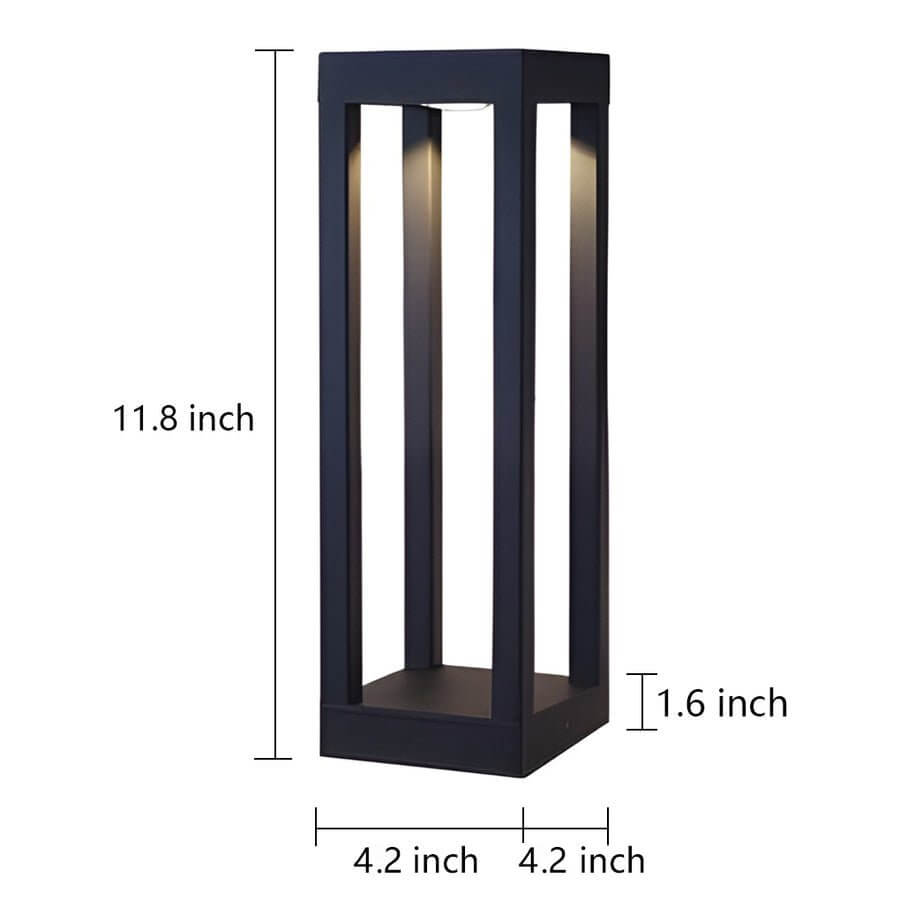Black Aluminum Garden LED 7W 4-Beam Landscape Bollard Lights - Lamp Outdoor