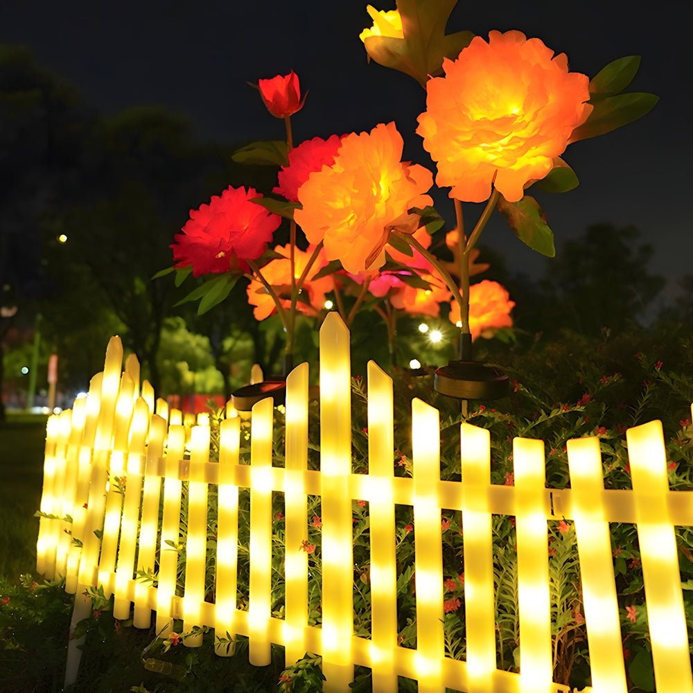 8-Pack Wave-Shaped Solar LED Lighted Garden Fence for Christmas - Lamp Outdoor