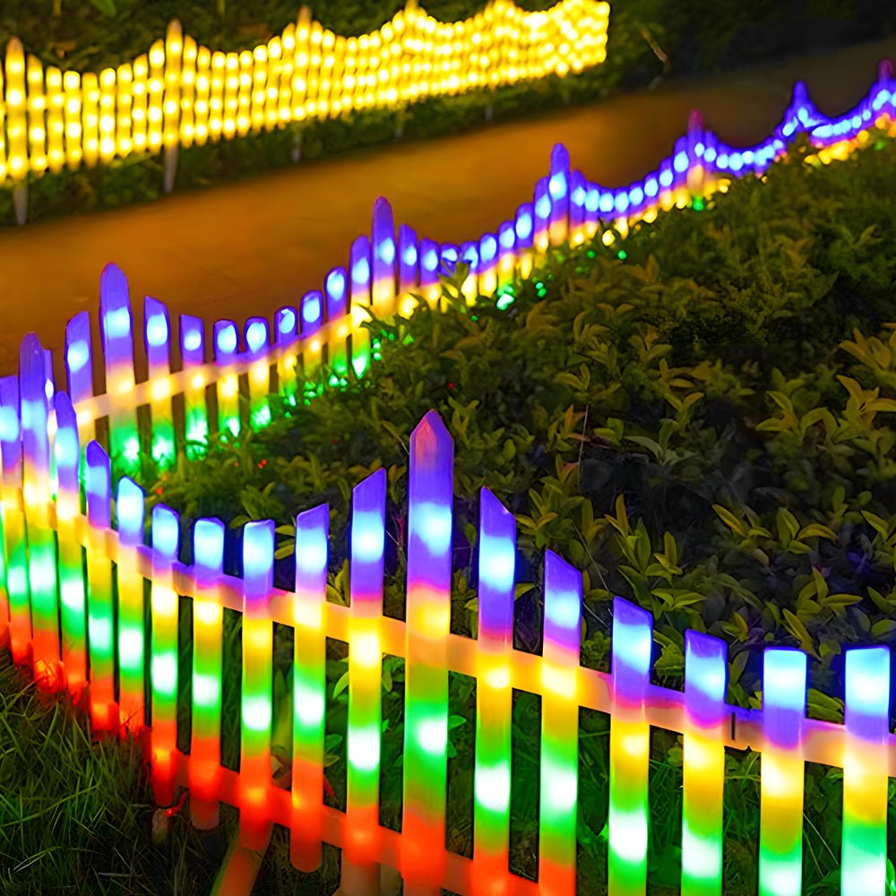 8-Pack Wave-Shaped Solar LED Lighted Garden Fence for Christmas - Lamp Outdoor