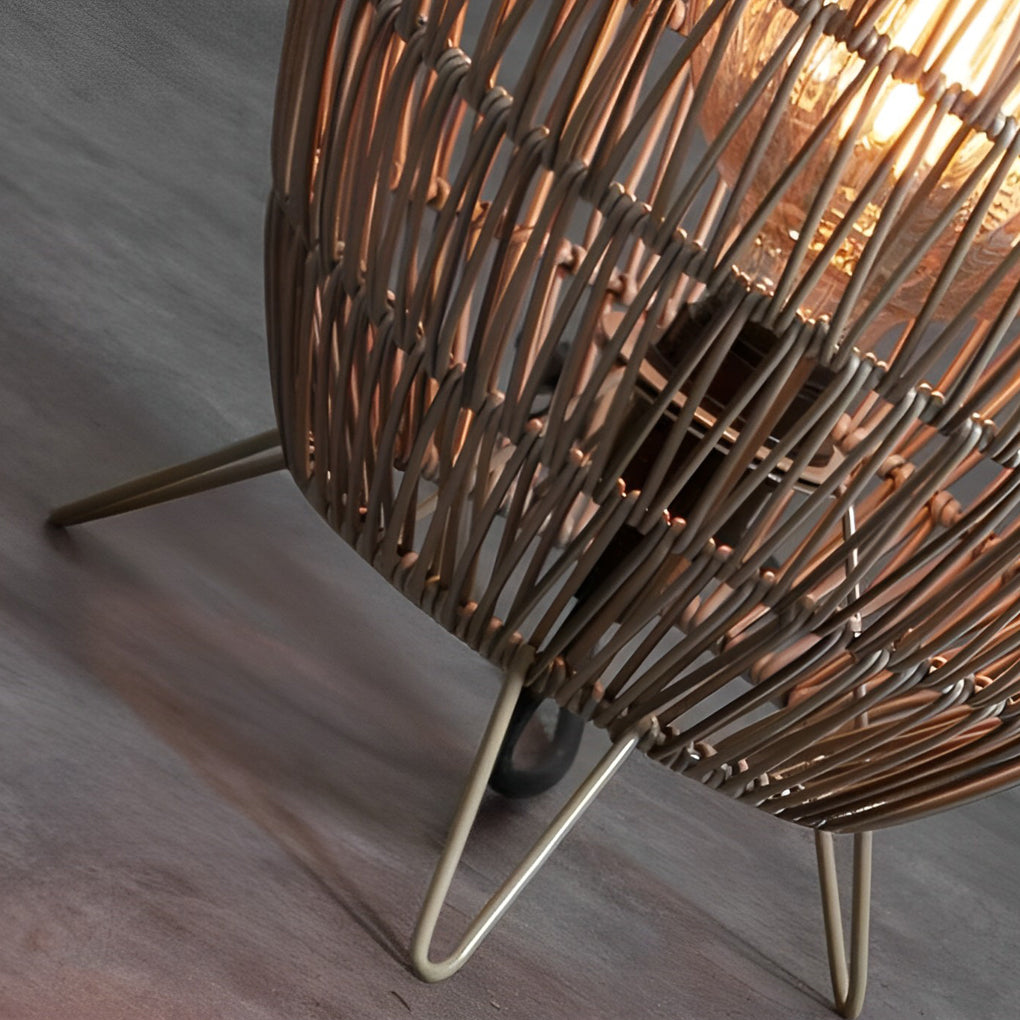 Elegant Handmade Rattan Oval Cage Outdoor Floor Lamp - Lamp Outdoor