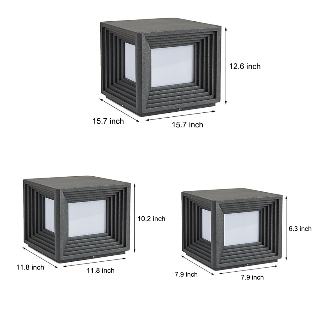 Square Creative Waterproof LED Black Modern Solar Post Caps Lights - Lamp Outdoor