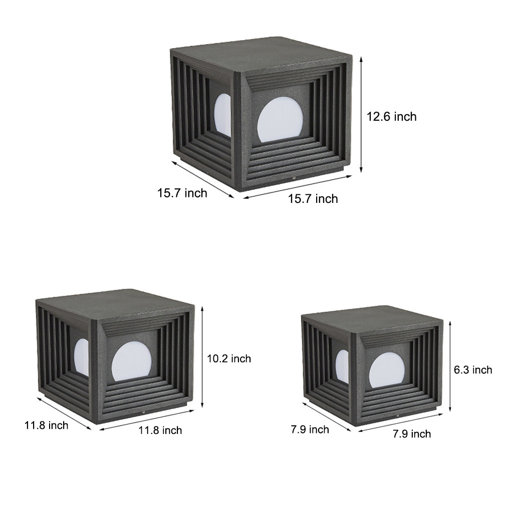 Waterproof Square Creative LED Black Modern Solar Fence Post Lights - Lamp Outdoor