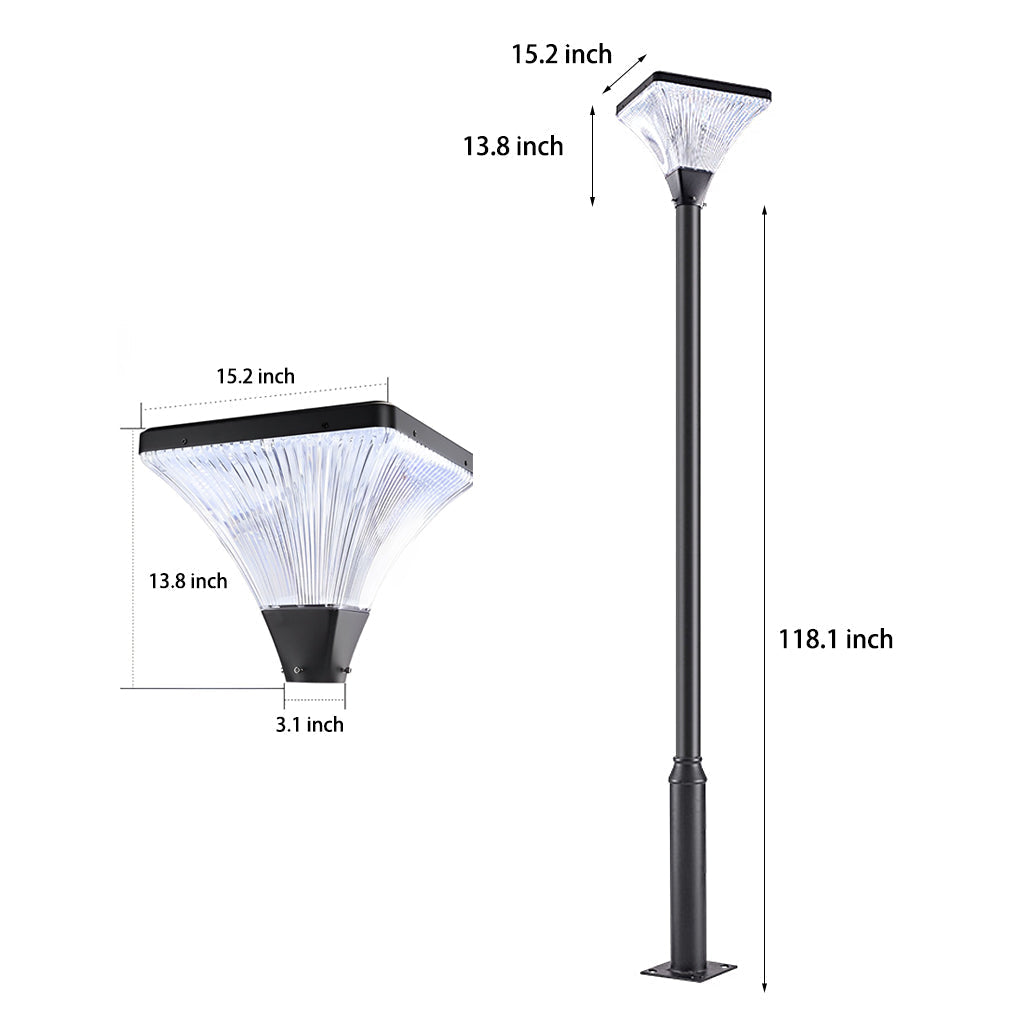 Stripes Waterproof Square Intelligent Modern Solar Garden Lamp Post - Lamp Outdoor