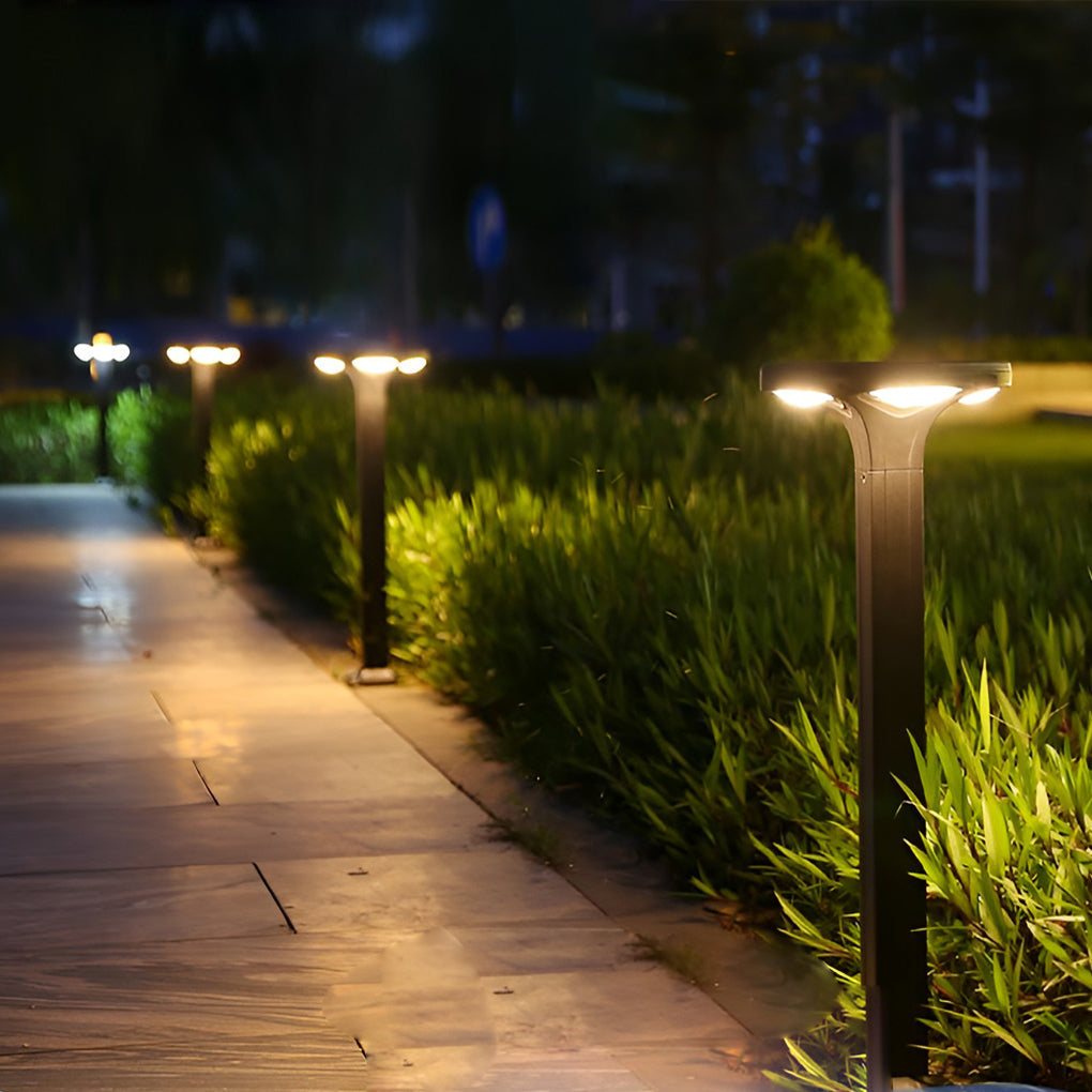 4-Light Square Waterproof LED Outdoor Path Lights - Solar & Hardwired Options - Lamp Outdoor