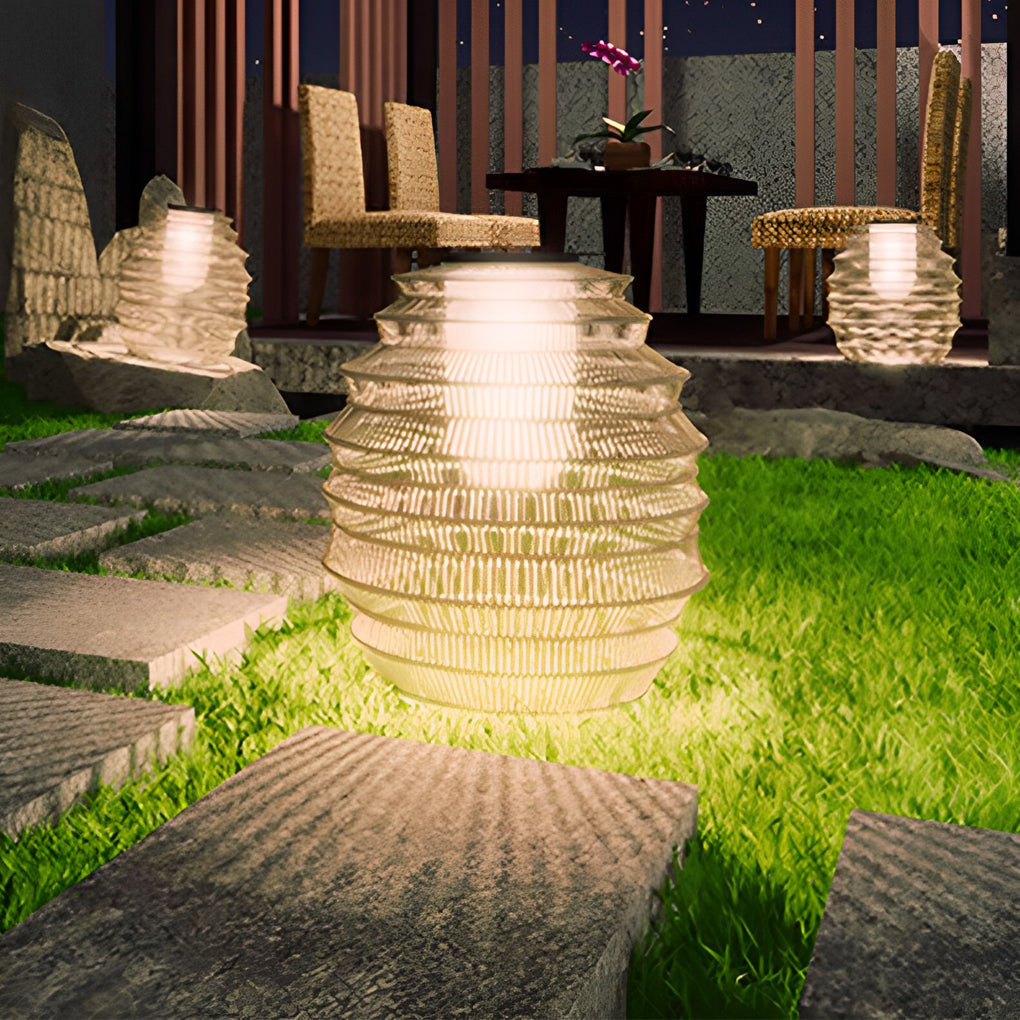 Waterproof Handwoven Rattan LED Japanese Style Solar Outdoor Lanterns - Lamp Outdoor
