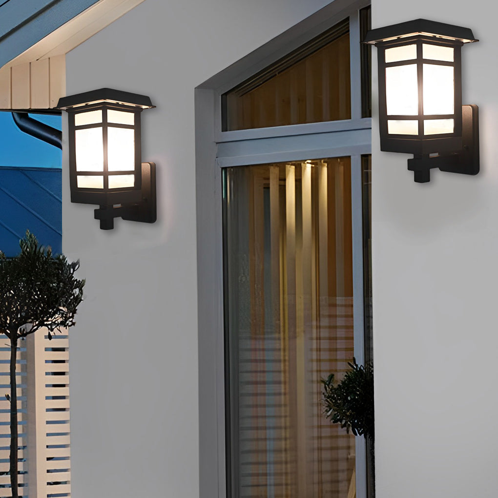 Vintage Waterproof LED Glass Matte Black Retro Wall Lamp Exterior Lights - Lamp Outdoor